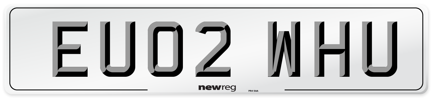 EU02 WHU Number Plate from New Reg